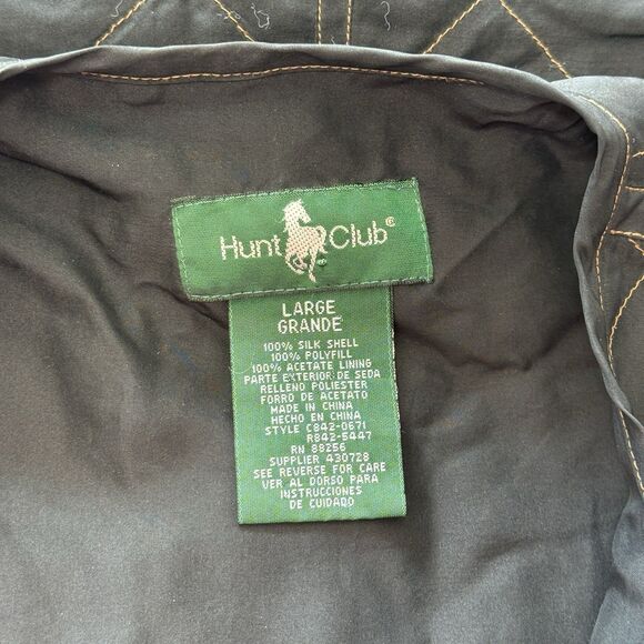 Vtg Hunt Club Silk Quilted Vest Womens Large Black Equestrian Barn Chore Preppy - Picture 14 of 15